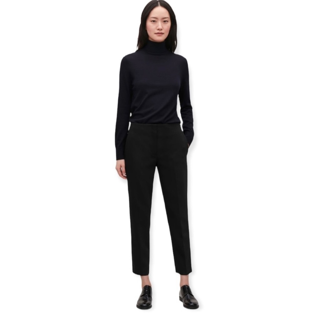 COS Streamlined Black Wool Blend Triusers